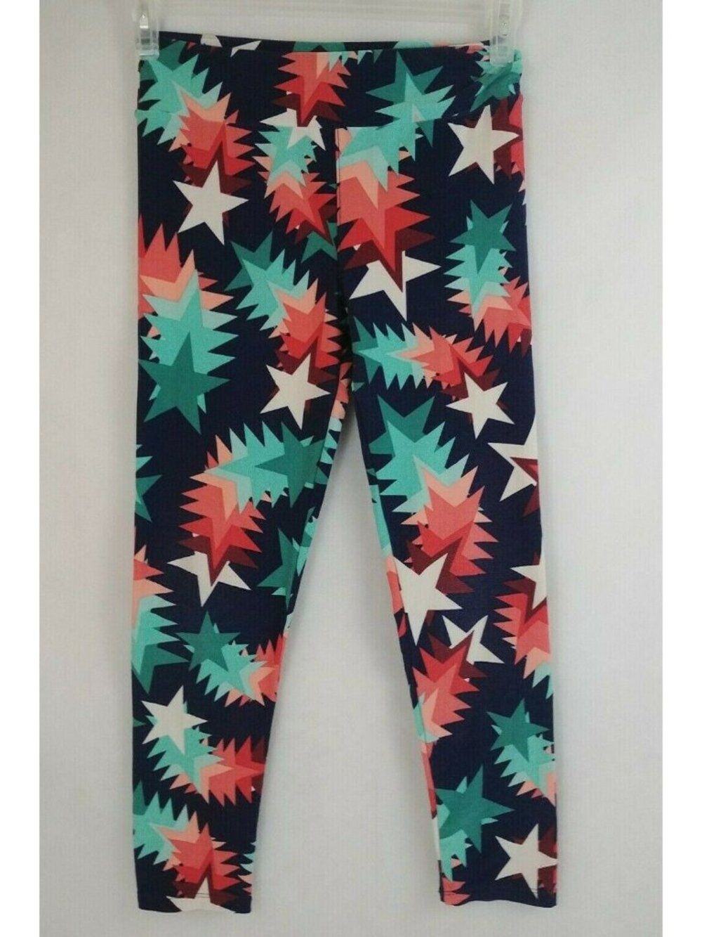 Lularoe One Size Leggings Blue With Colorful Shooting Stars Design